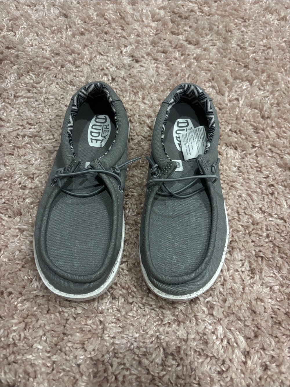 Boys Hey Dude Grey Canvas Slip-On Loafers